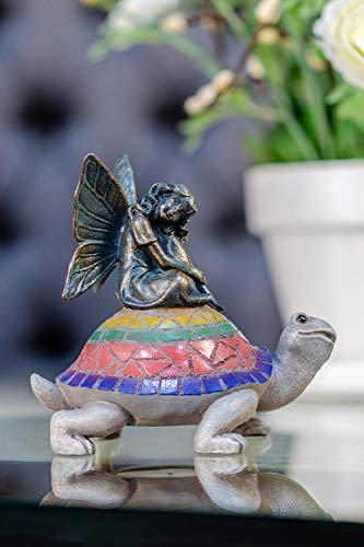 Hi-Line Gift 78529-C Fairy With Led Lit Mosaic Tortoise-Battery #TOP5