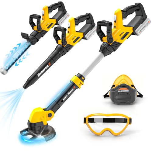 3-IN-1 Toddler Tool Set, Weed Wacker Toy, Kids Leaf Blower & Hedge Trimmer