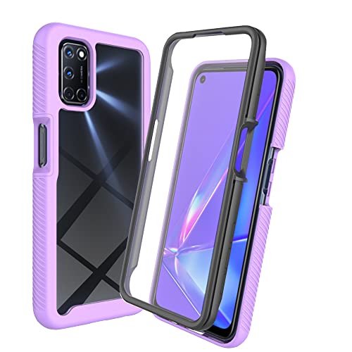 XINNI Cover per Oppo A52/A72/A92, Protezione Schermo Integrata 360 Gradi Antiurto Custodia, Rugged Doppia Faccia Bumper Trasparente Full Guscio Fronte Retro Case, Viola Chiaro