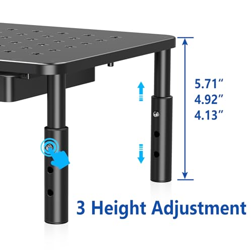 Zimilar 2 Pack Monitor Stand Riser with Drawer - 3 Height Adjustable Metal Monitor Stand with Unique Star Mesh for Computer Laptop Notebook Printer by Zimilar - Image 5