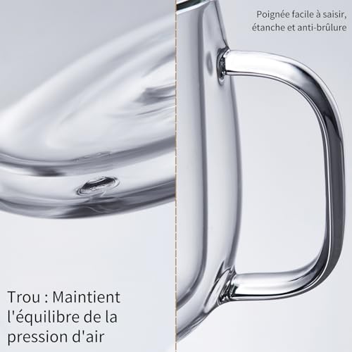 Mug en verre double paroi 300ml MESNEY isolant haute température x4