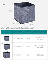 SONGMICS Aufbewahrungsbox, 6er Set, Faltbox, 30 x 30 x 30 cm | Ordnungsboxen aus Vliesstoff, mit Metallöse, für Würfelregal, Nebelblau und Anthrazitblau, TINA Kollektion RFB006I01 – Ansicht 6