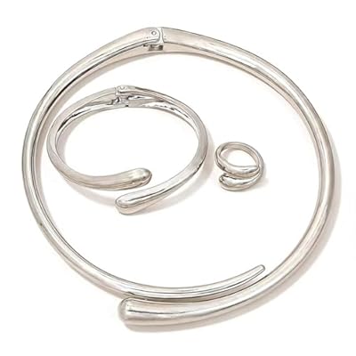 Cubahop collares Choker de Metal geométrico anillos de brazaletes fijan joyería de cadena de collar lisa ajustable para las mujeres (Plateado) | Ya disponible en tu tienda friki favorita! En mundofriki.es! Cubahop collares Choker de Metal geométrico anillos de brazaletes fijan joyería de cadena de collar lisa ajustable para las mujeres (Plateado) | Ya disponible en tu tienda friki favorita! En mundofriki.es!