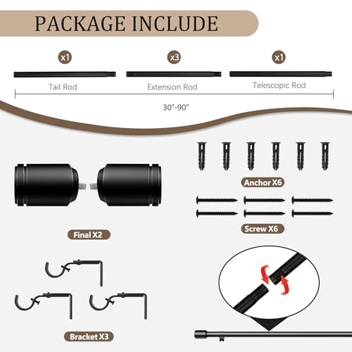1 Inch Diameter Curtain Rod for Windows 28-120 Inch Heavy Duty by Edidonson - Used condition - Image 2