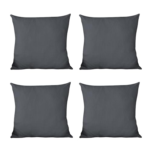 Trimming Shop 45 x 45 cm Cushion Cover Pack of 4 Waffel Pattern Soft Velvet Square Pillow Cover Throw Pillow Cases for Sofa Livingroom Bedroom Patio, 18" x 18" Dark Grey