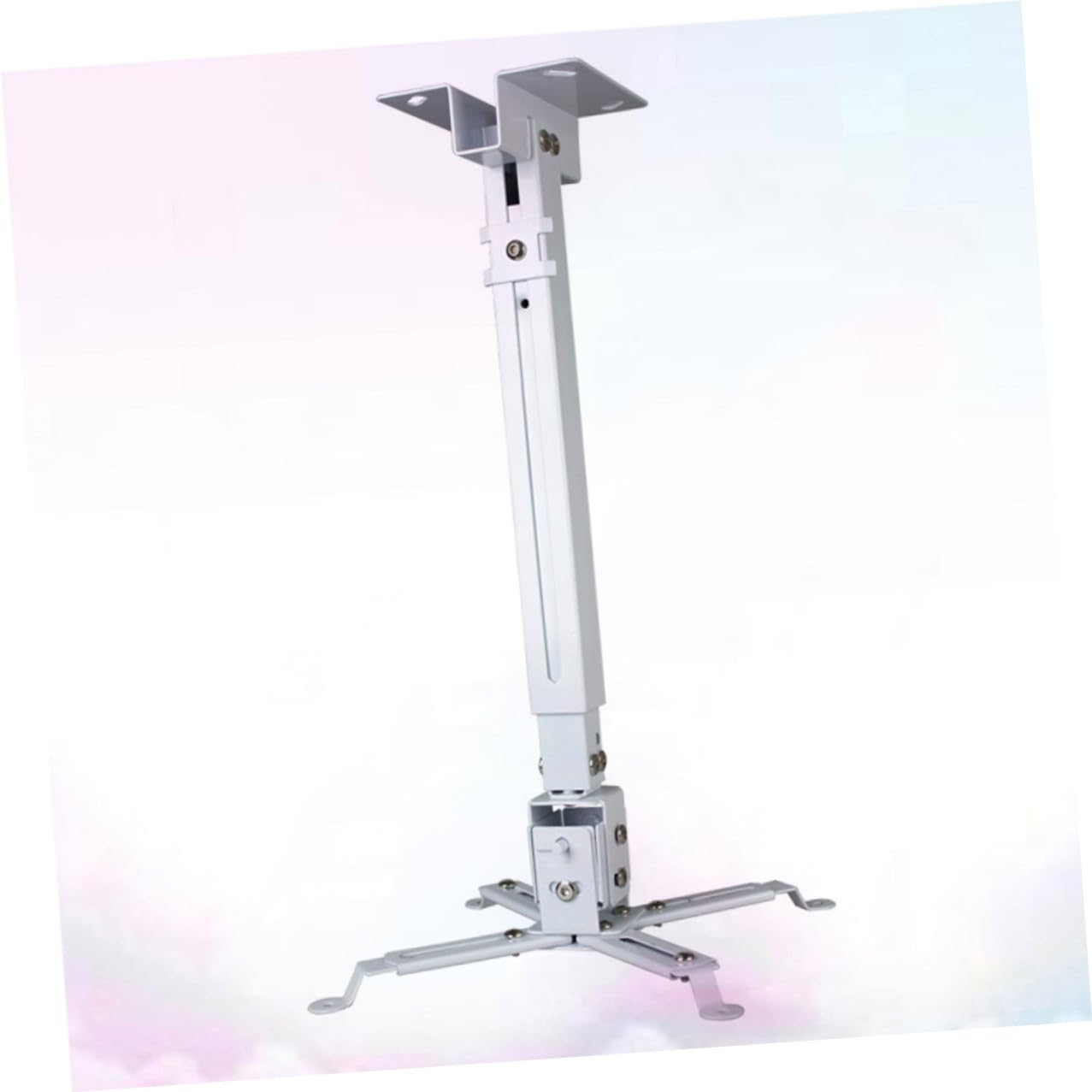 Supporto a Soffitto per Proiettore Regolabile 15kg in Ferro Bianco | Supporto da Soffitto per Proiettore, Canalina Regolabile, Piastra a Soffitto, 4 Bracci Snodati Doppi