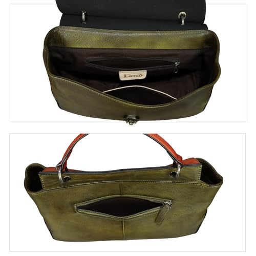 Image of Genuine Leather Handbag Satchel for Women Retro Leather Crossbody Bag Pouch Vintage Ladies Handbag Purse