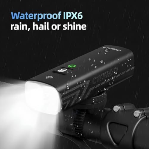 Image of Cyclami CYC-2200 Rechargeable Bicycle Front Light, USB Type-C Charging, IPX6 Waterproof (2200, Lumens)