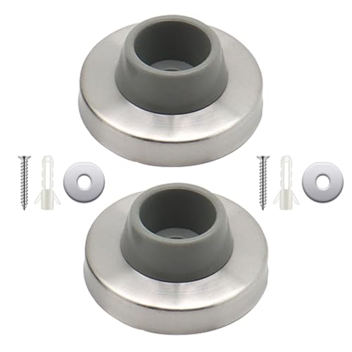 SEIWEI Concave Wall Door Stopper Stainless Steel Wall Protector Round Wall-Mounted Door Bumper for Bedroom, Kitchen, Bathroom, Offices, Shopping Malls, Hotels(Silver)