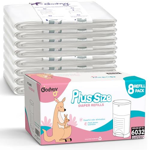 Refills Compatible with DEKOR Plus Diaper Pail Refill Bags| 8 Pack| Super Powerful Odor Eliminator Extra Thick Diaper Pail Bags| Each Holds up to 6032 Diapers| Fresh Lemon Scent| Easy to Replace