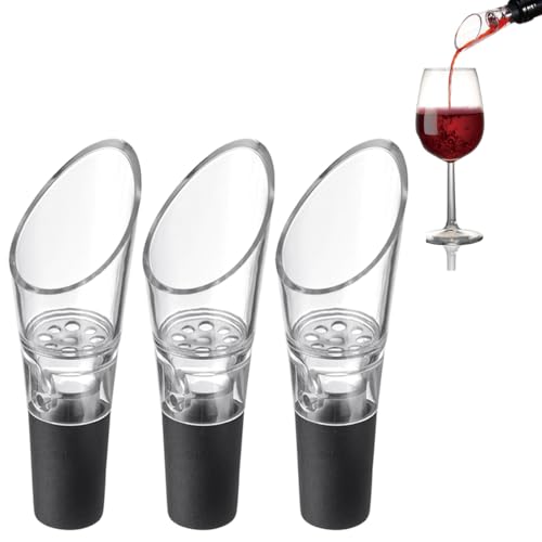 OPVYAEU 3 Piezas Caños de decantación de vino – vertedor de vino de con ventilación, aireador vino, accesorio adecuado para muchas botellas de vino, cierre fiable – acero inoxidable