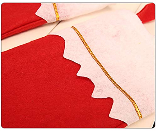 Hoope 12 Pack Red Felt Christmas Stockings Bulk 15" Xmas Fireplace Santa Socks Christmas Tree Hanging Stockings Decoration Classic Red And White #TOP5
