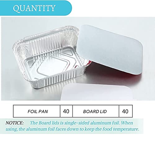 FUIIKEEM 1 Lb Small Aluminum Pans with Lids(40 Pack - 5"×4") Tin Foil Pans Disposable Cookware- Cardboard Lids, for Cooking Baking Party Meal,Takeout Trays - To Go Disposable Food Container by FUIIKEEM - Used condition - Image 2