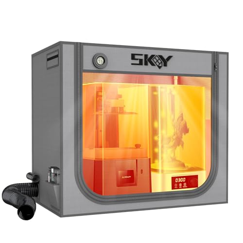 SKOUPHY Double Space Resin 3D Enclosure with Ventilation Kit LED Light, 3D Printer Vented Enclosure Tent Cover Iron Frame Eliminate Odors Isolate Noise for LCD Resin UV 3D Printer 33*18.9*28.7inch