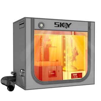SKOUPHY Double Space Resin 3D Enclosure with Ventilation Kit, LED Light, Iron Frame, 33x18.9x28.7 inches