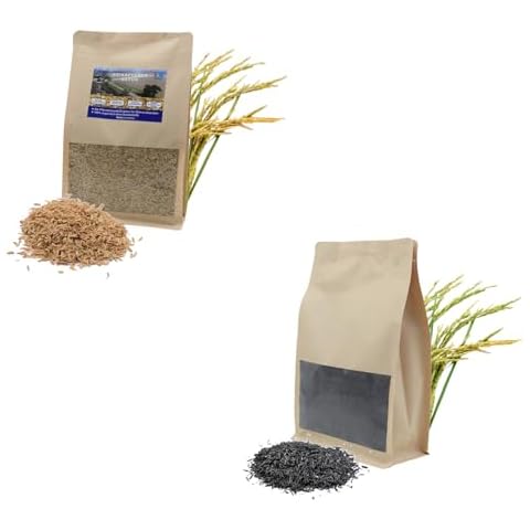 Rice Hulls Natural Rice Husk for Plants Natural Activated Charcoal from Rice Husk Organic Fertilizer Supplement Plant Fertilizer for House Plants Premium Biochar Soil Amendment Cover