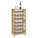 Kinsuite 7-Tiers Wine Rack - Wine Storage Rack for Storing 28 Bottles Free Standing Floor Bamboo Win