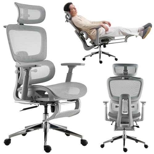 hujusko Mesh Ergonomic Office Chair with Footrest, High Back...