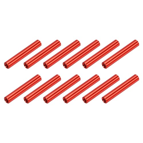 Image of sourcing map Round Aluminium Standoff Column Spacer,Standoffs Round Spacers M3x30mm,Spacers Assortment Kit for RC Airplane,FPV Quadcopter,CNC,Red,Pack of 12