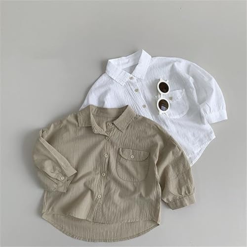 Toddler Kids Cotton Soft Button Down Shirts Boys Girls Collared Long Sleeve Dress Shirts School Uniform Loose Casual Outfits3