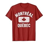Montreal Quebec Gym Style Leaf Red w Distressed White Print T-Shirt