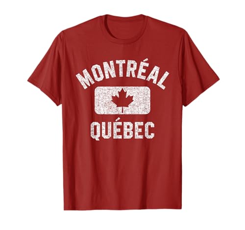 Montreal Quebec Gym Leaf Red T-Shirt with White Print