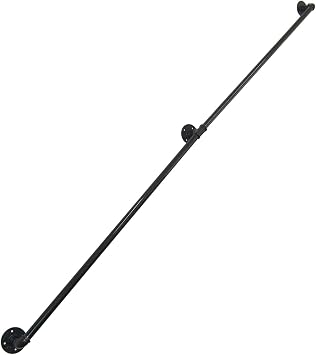 DIYHD 8FT Wall Mount Pipe Handrail for Stairs,Industrial Rustic Black Indoor Deck Hand Rail