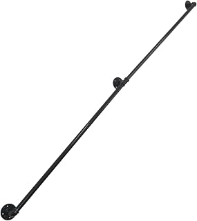 DIYHD 8FT Black Industrial Pipe Handrail Wall Mount for Indoor Stairs