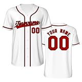 FCLYDER Maillot de Baseball Personnalisé, Maillot de Baseball Personnalisé Imprimé Nom Numéro pour Hommes Femmes, Uniformes de Baseball boutonnés