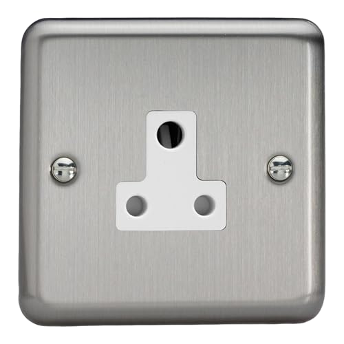 Varilight Round Pin Socket 5A - Value Matt Chrome With White Insert
