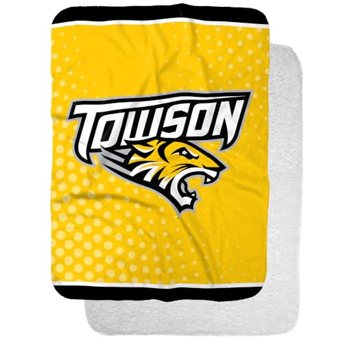Towson University Logo Dots Sherpa Blanket, Warm Soft Cozy 30"X40"