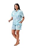 Martha Stewart Sleepwear for Women | Rayon Notch Collar Short Sleeve Pajama Short Set (US, Alpha, X-Large, Regular, Regular, Air Salt)