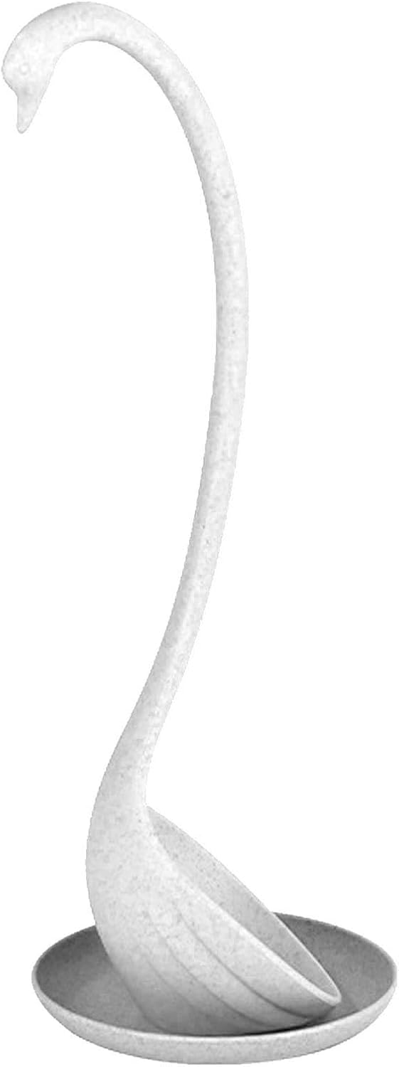 Shaped Ladle, Long Handle Soup Spoon Standing Design Large Capacity PP Material for Home Kitchen, Cartoon Soup Ladle (White)