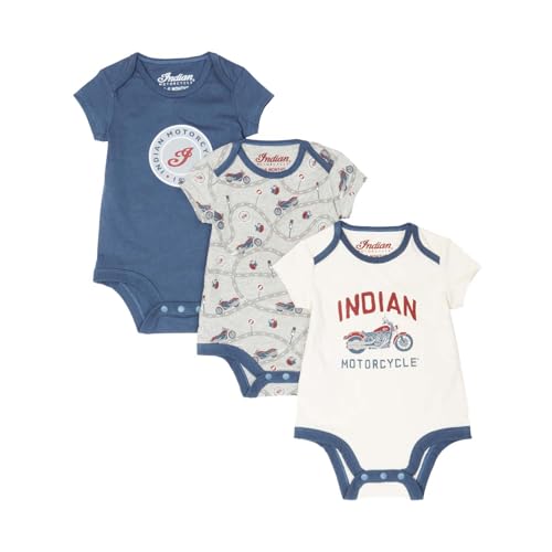 Indian Motorcycle Kid's Short Sleeve Bodysuit, 3 Pack