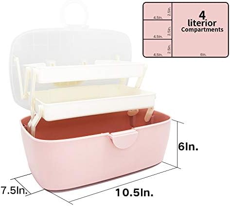 Medicine Box,First Aid Box,Portable Medicine Chest Storage,Organizer Box,Fold 3-Layer Large Medicine Cabinet,Storage Case for Home,Outdoor, Pink 30X19X16 cm