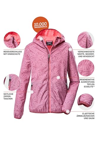 killtec Mädchen Funktionsjacke/Regenjacke wasserdicht mit Kapuze KOS 163 GRLS JCKT, puderrosa, 176, 44359-000