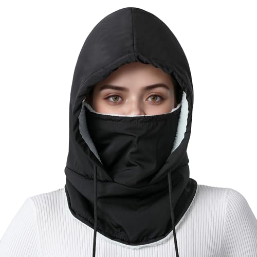FakeFace Cagoule en Polaire Thermique Chapeau de Ski Couvre-Visage Cache-Cou Bonnet Multifonction Coupe-Vent Imperméable Balaclava Chaud Réglable pour la Course Ski Cyclisme