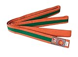Ju-Sports Budogürtel - orange/grün/orange, Baumwolle I Kampfsport Gürtel Für Budo-Sportarten, Judo, Karate uvm. I Ca. 4 cm breiter Martial Arts Gürtel I 240 cm
