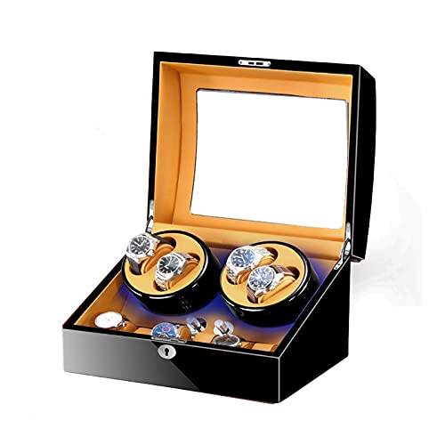 Automatic Watch Winder, 4+6 Watch Winder Box with Quiet Motor Large Capacity Piano Paint Exterior Fit Women Men Watches (Black+Brown)
