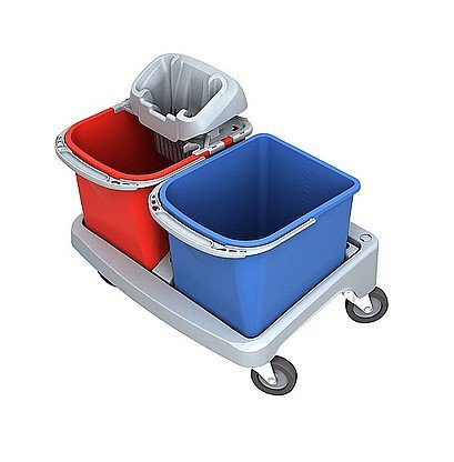 plástico carro de limpieza con Piko de moppr Esse y 2 plástico Cubos de 20 L cada uno