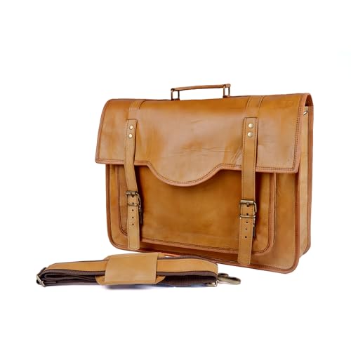 Handcrafted Vintage Brown Goat Leather Messenger Bag4