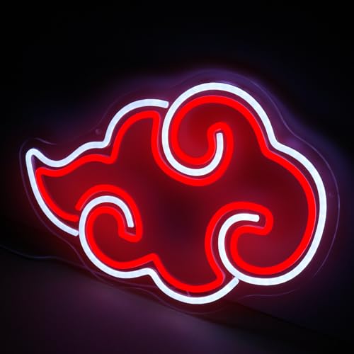 DAOXUZO Anime Neon Sign - Red & White LED Neon Cloud Lights,Dimmable Gaming Neon Sign for Bedroom Game Room Man Cave Party, Gifts for Your Son, Boyfriend,15 x 10 IN by DAOXUZO - Image 2