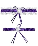 RIMOBUL 2 Pieces Wedding Garters Lace Bridal Garter Faux Pearls Garter for Bride with Toss Away (Pur