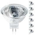 Jaenmsa MR16 Halogen Bulbs 50W,6 Pack 12V 50W MR16 Light Halogen Bulbs 2 Pin GU5.3 Base Dimmable with Clear Glass Cover,High Output 2700K Warm White mr16 Light Bulb for Landscape Lights, Track Lights