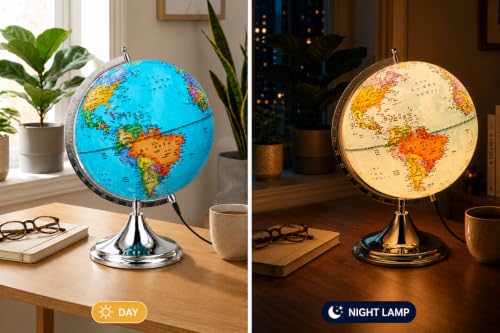 Image of Educational World Globe for stunets and Teachers (12 Inch Illuminated Hindi Language, 8 Inch Dia)