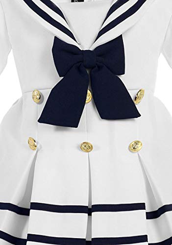 Igirldress Baby Toddler Girls Nautical Sailor Dress With Hat 4T White #TOP4