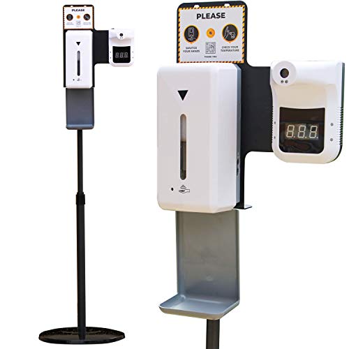 VIUX Hand Sanitizer Dispenser and High Accuracy Non-Touch Thermometer with Extra Stable Commercial high Traffic Stand.