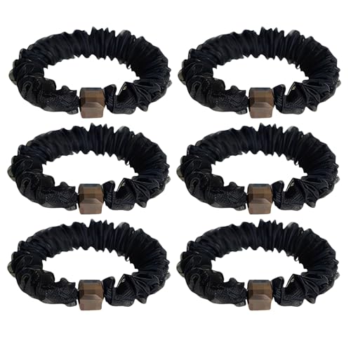 Otyou 高弾性メッシュカバーヘアシュシュ スキニーヘアタイ ソフトシュシュボブル ボンネット ポニーテールホルダー リストバンド ヘアアクセサリー 女の子/キッズ/バイク/テニス用 (ブラック)