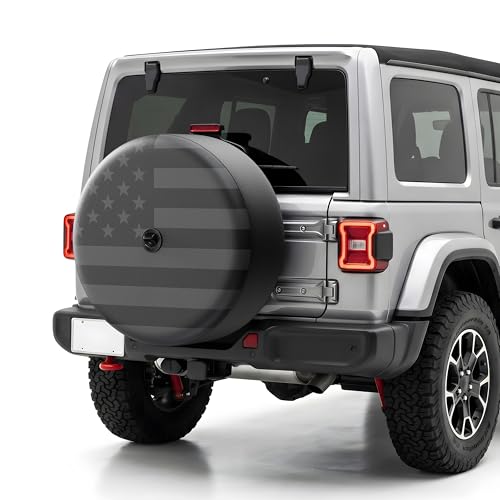 Moonet 32" Tire Cover for Jeep Wrangler JL with Backup Camera (Grey Flag)