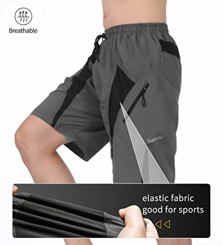 Santic Pantaloncini da Ciclismo da Uomo,MTB Ciclismo Corti 4D Imbottitura Corsa All'aperto Traspiranti, Mountain Bike,Arrampicata,Abbigliamento Bici Sciolti e Casual